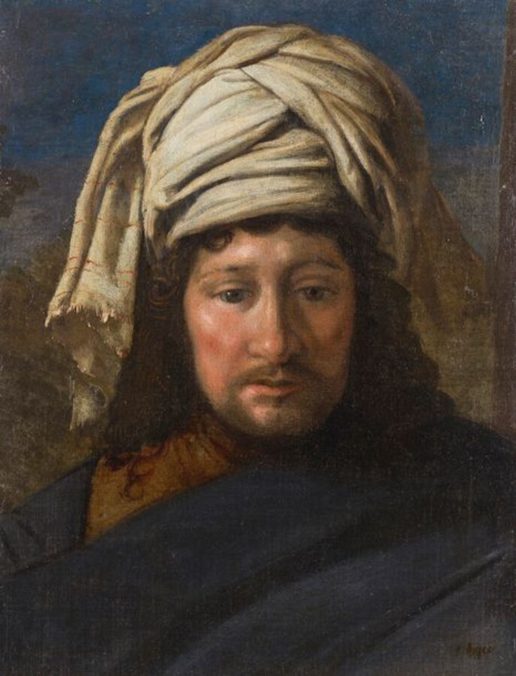Man with a turban; Presumed portrait of AVERROÈS by French School