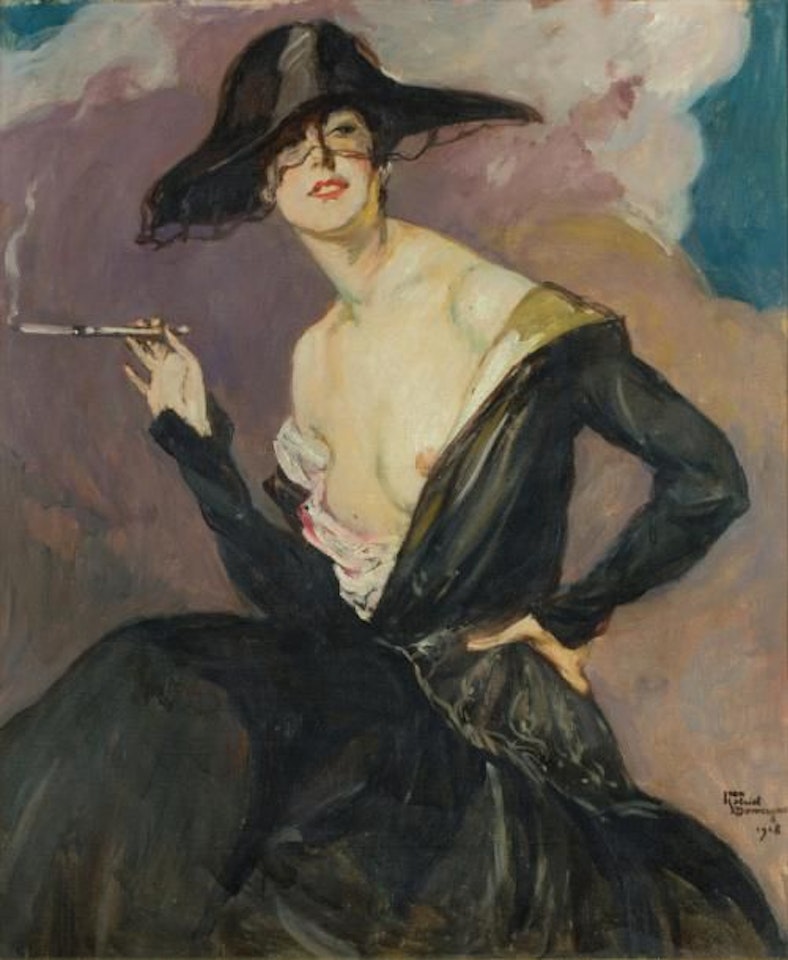 Elegant with a cigarette by Jean Gabriel Domergue
