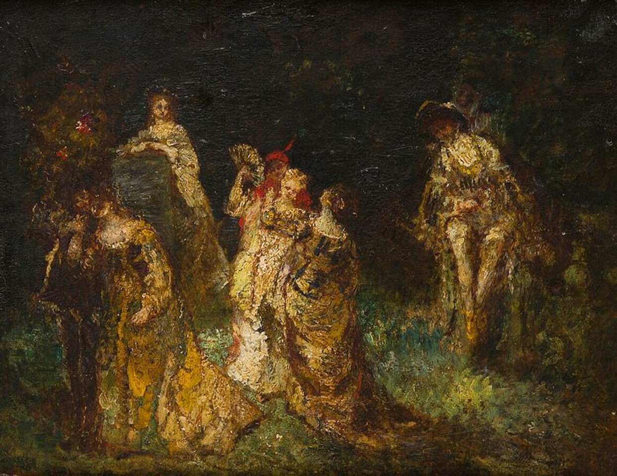 Country scene by Adolphe Monticelli