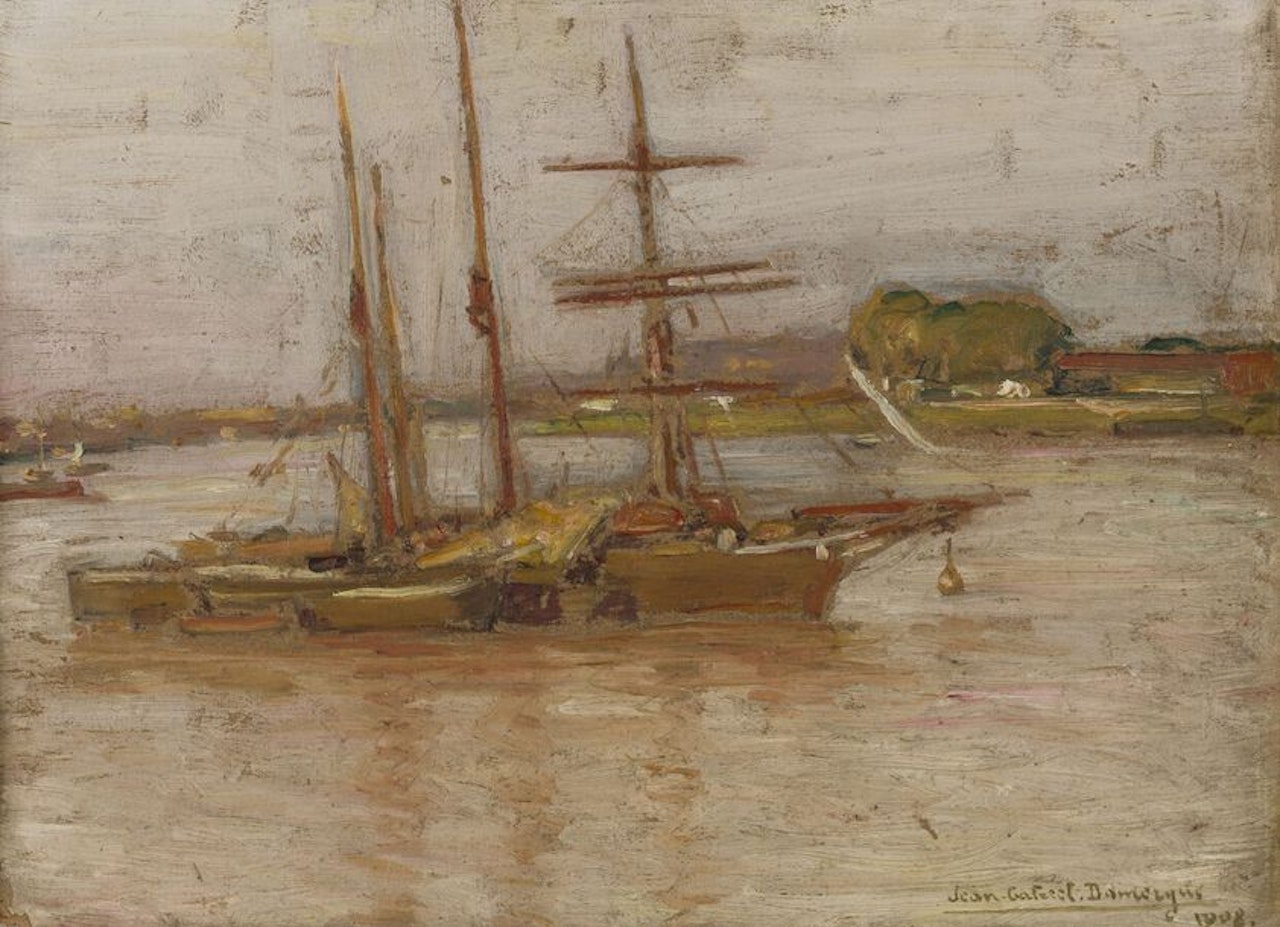 A three-master on the harbor, Bordeaux, October 1908 by Jean Gabriel Domergue