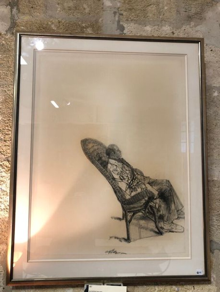 François Barbâtre seated in the Emmanuelle armchair by Sam Szafran