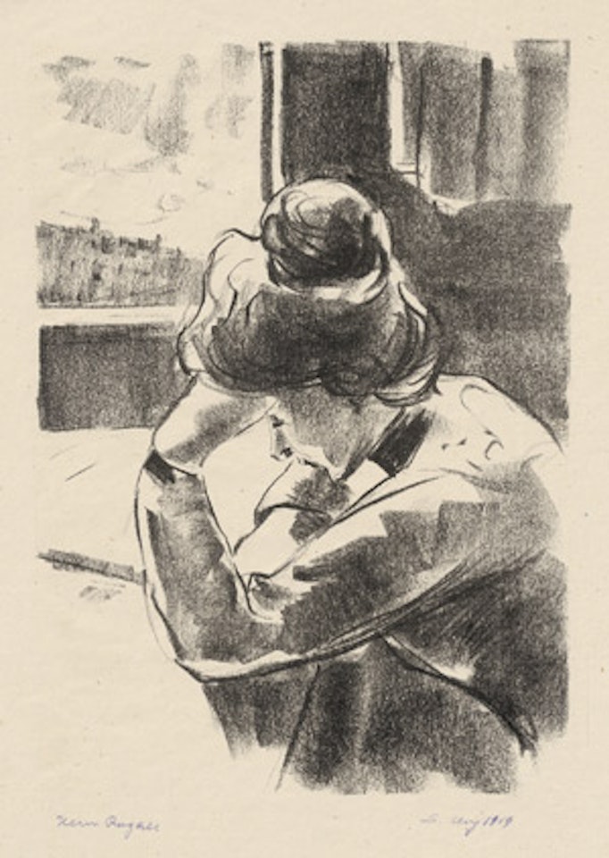 Lady reading at the window by Lesser Ury