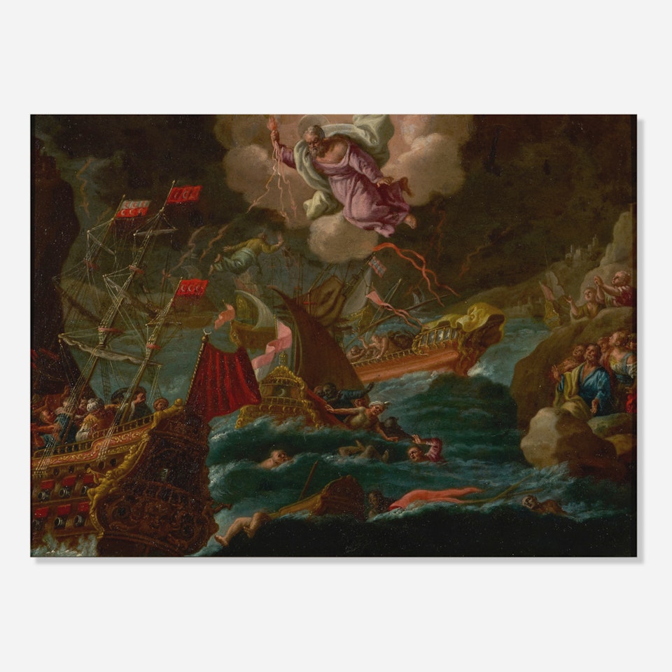 God destroying a Turkish fleet by Neapolitan School