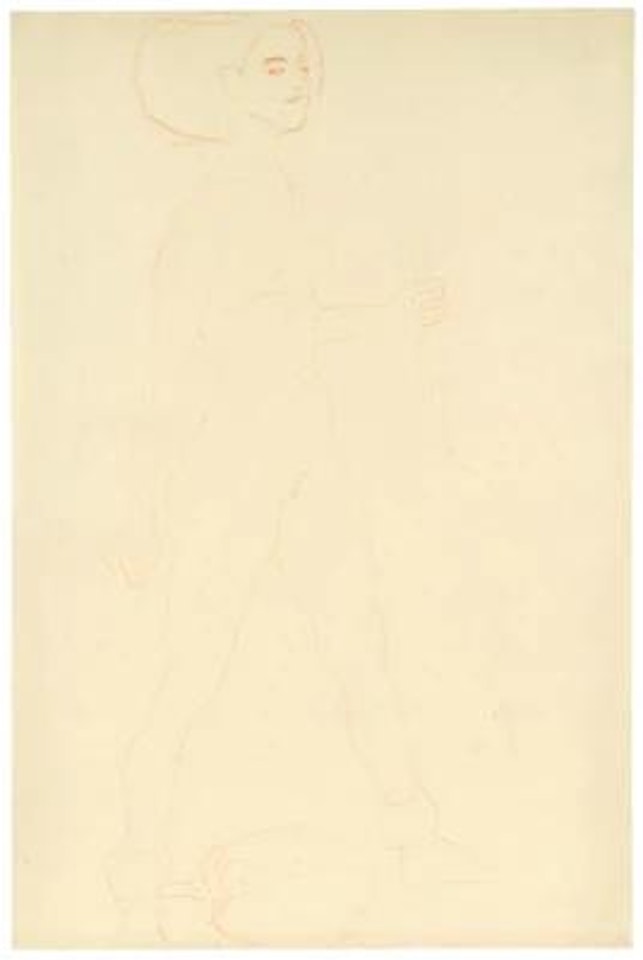 Striding Lady with Cello in Her Left Hand by Gustav Klimt