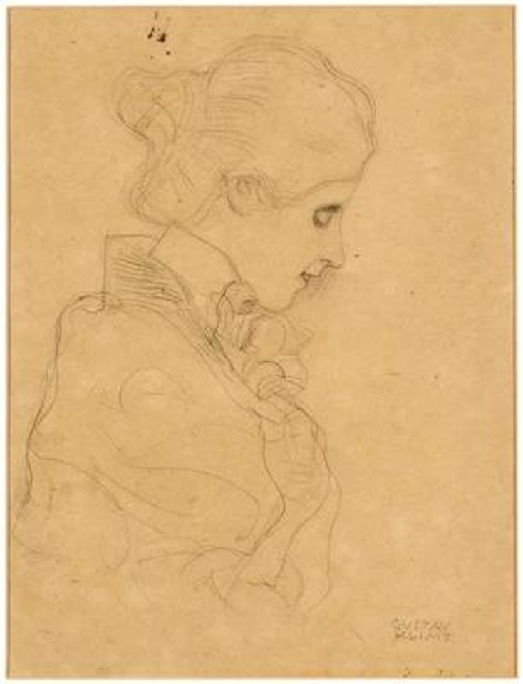 A Lady in Profile to the right by Gustav Klimt