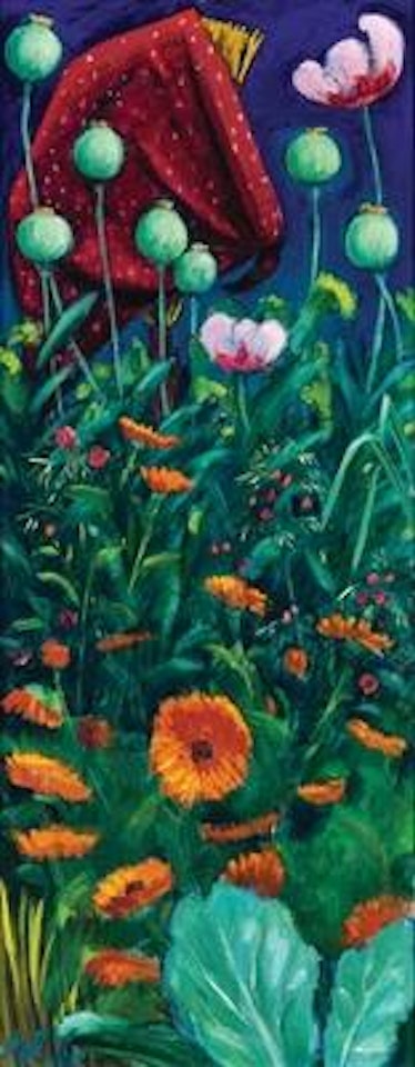 Poppy buds with a scarecrow by Werner Berg