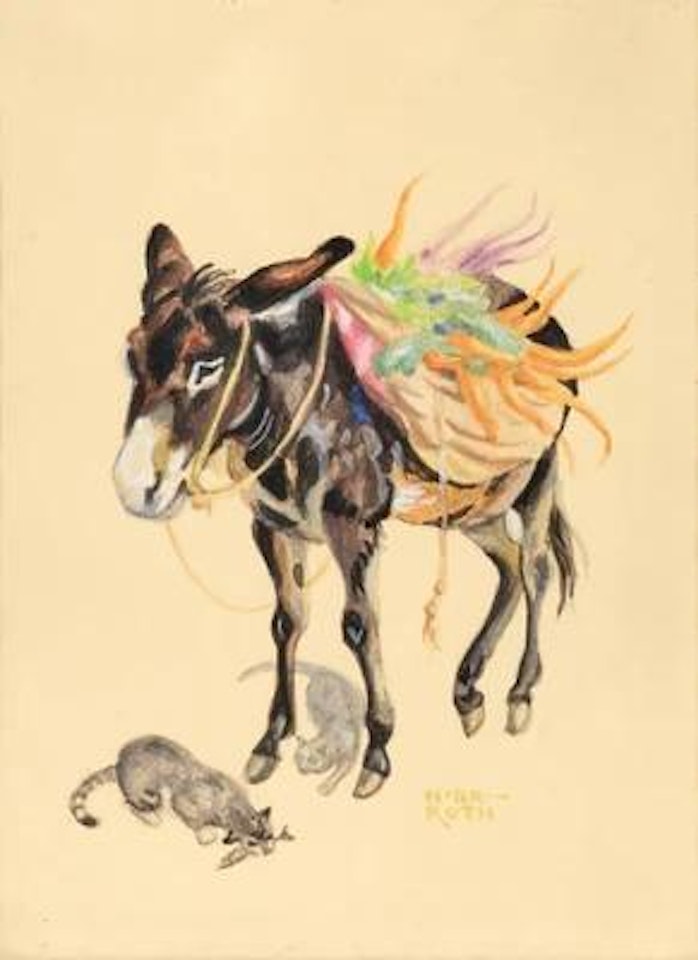 A donkey and a cat by Norbertine Bresslern-Roth
