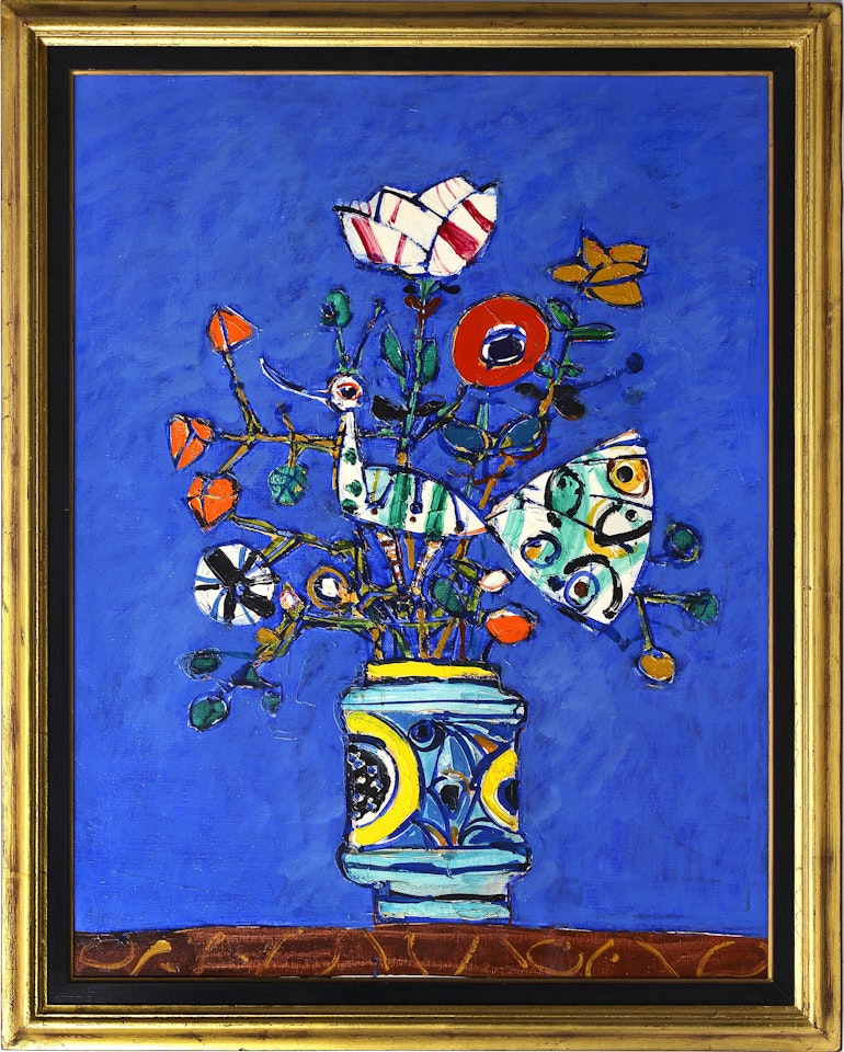 Flowers with a blue background by Paul Aizpiri