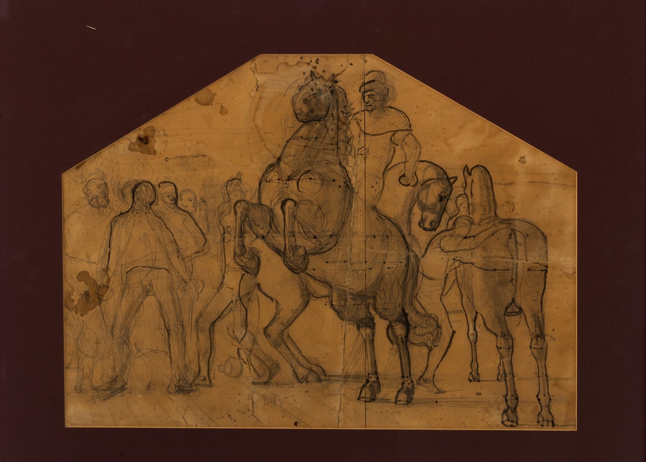 "Aufbruch des Jenenser"; compositional study for a first fresco project for the University of Jena in Germany by Ferdinand Hodler