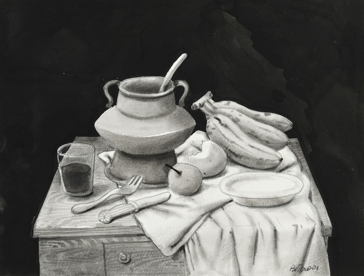 "Still life with bananas" by Fernando Botero