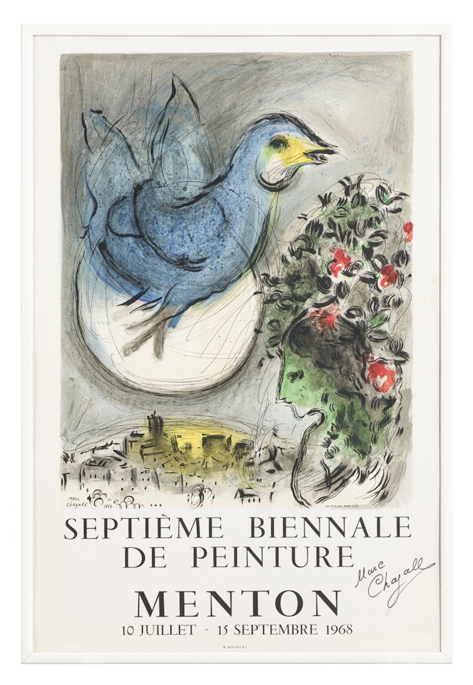 Exhibition poster for the seventh Menton painting biennial July 10-September 15, 1968 by Marc Chagall