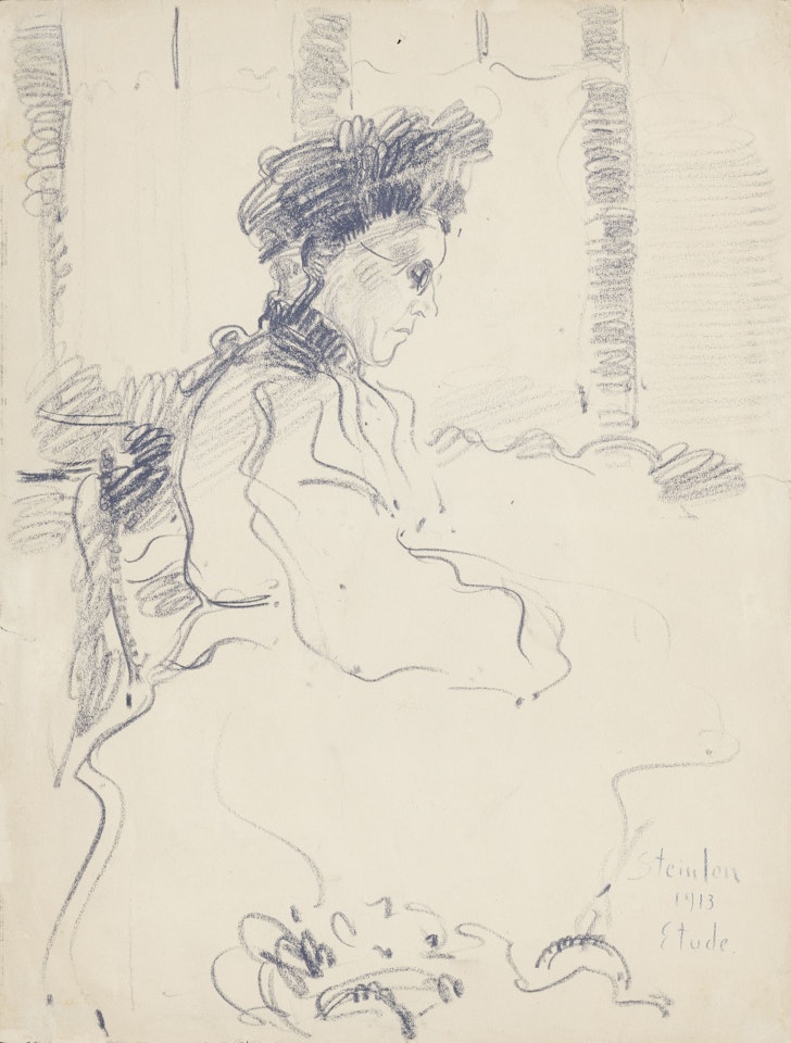 Study of a seated lady and figures on a guitar by Théophile Alexandre Steinlen