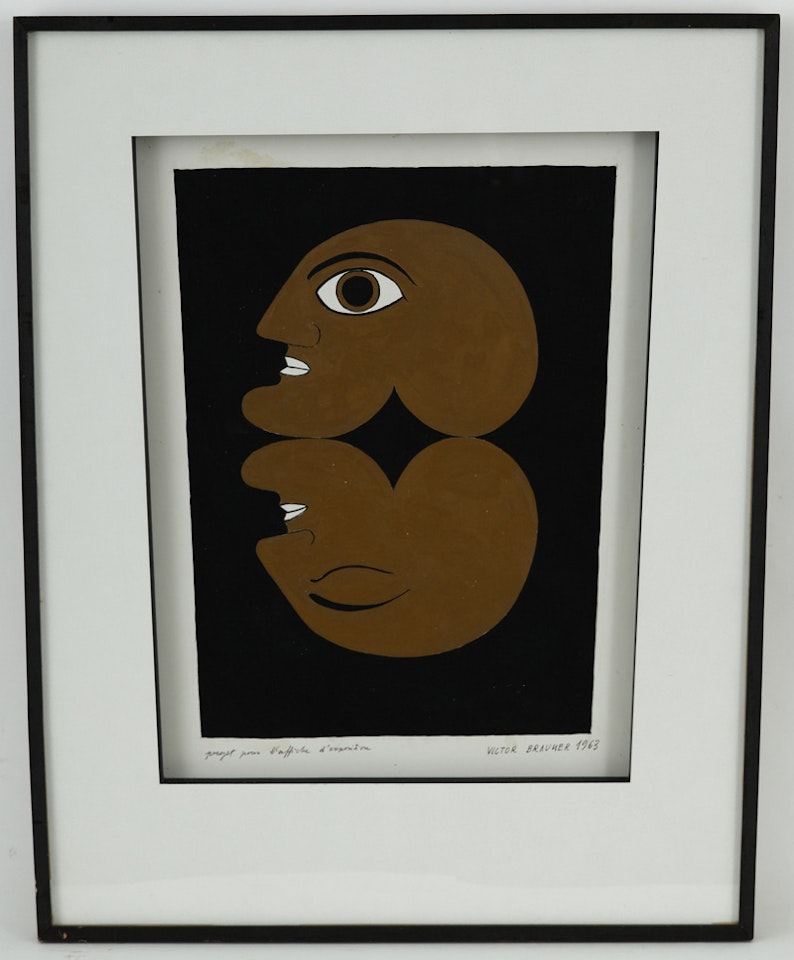 Poster project for an exhibition at the gallery "Le Point Cardinal" by Victor Brauner