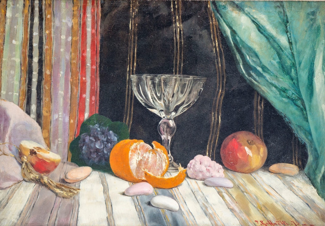Still life with a bowl of fruit by Jean Francois Raffaelli
