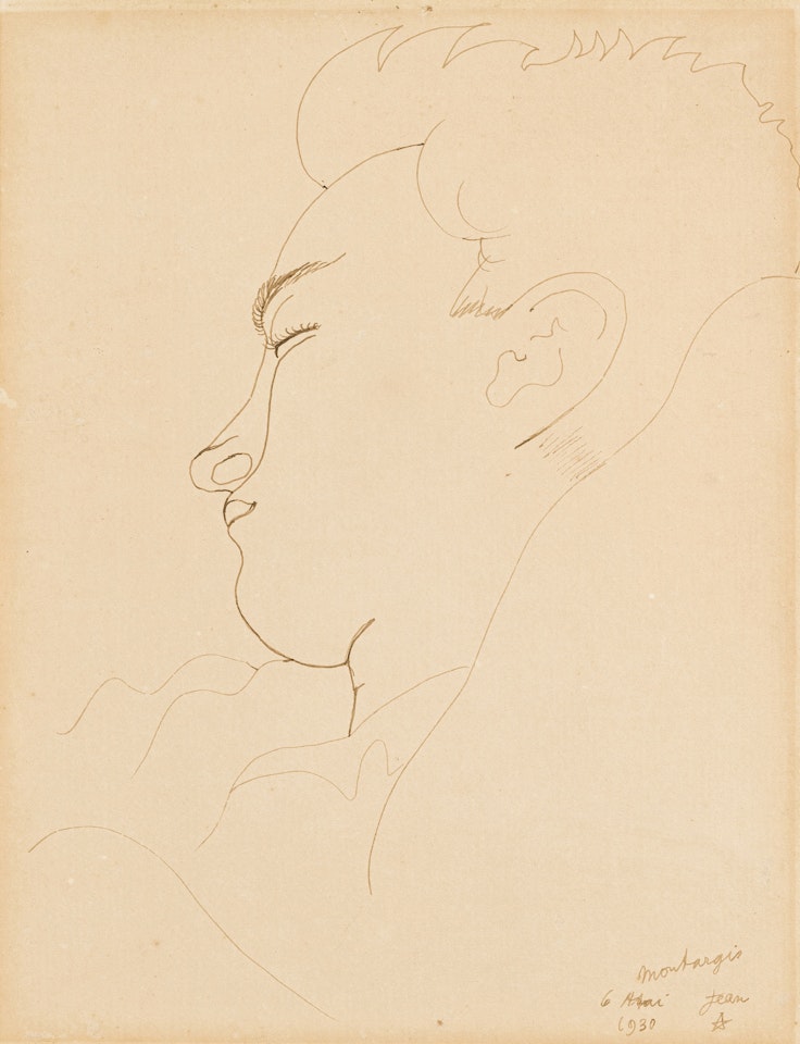 "Portrait of Jean Desbordes asleep" by Jean Cocteau
