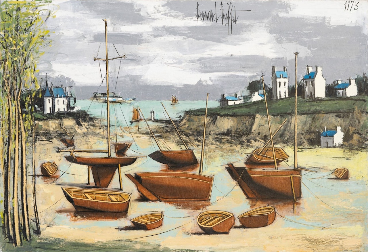 "Carantec, boats stranded at low tide" by Bernard Buffet