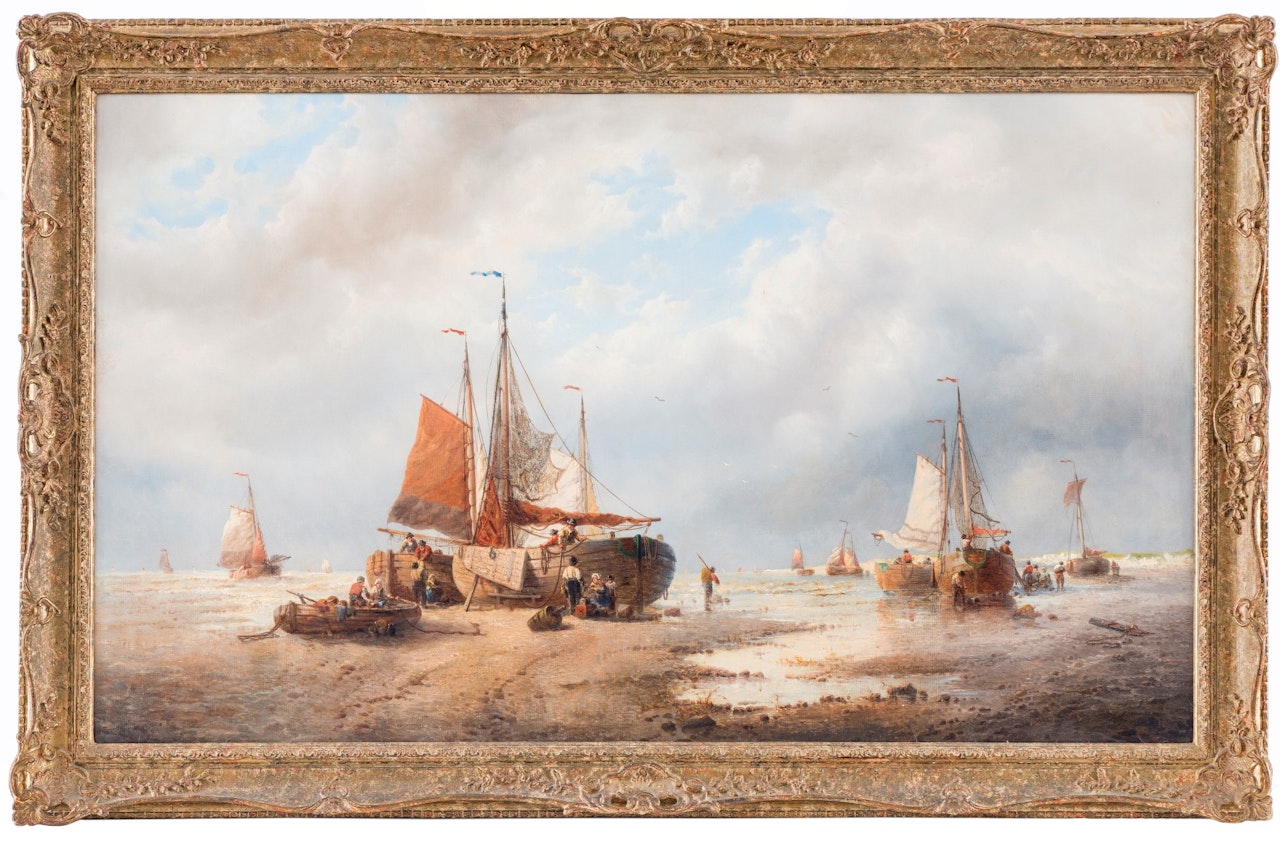 Boats at low tide by François Etienne Musin