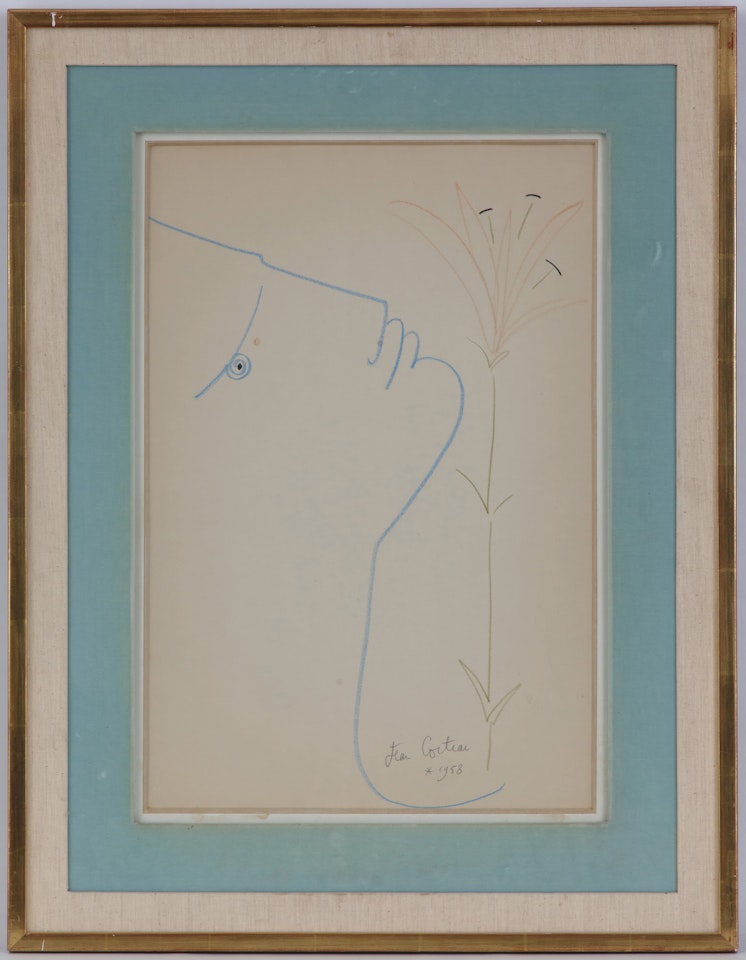 Profile of a man with a lily by Jean Cocteau