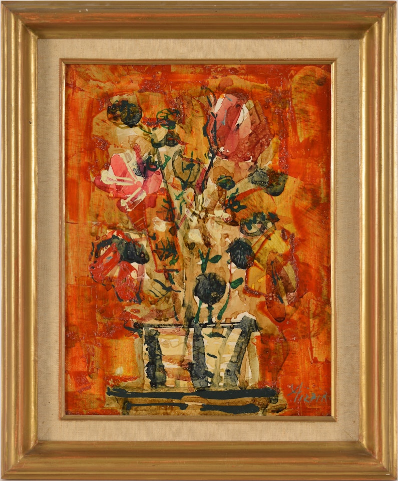 Bouquet of flowers with an orange background by Paul Aizpiri