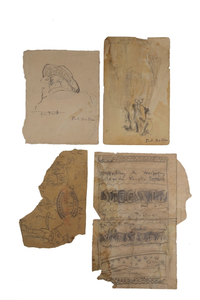 Studies for “The Truth”, Study of soldiers, Study of faces and Annotated study of motifs by Ferdinand Hodler