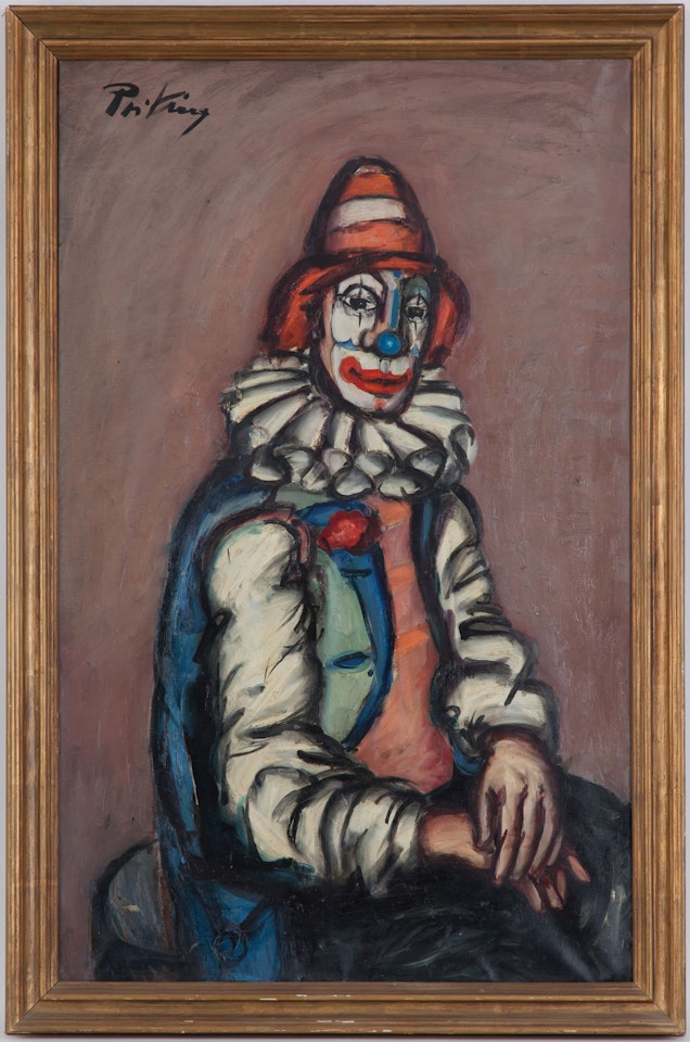 Seated clown by Franz Priking