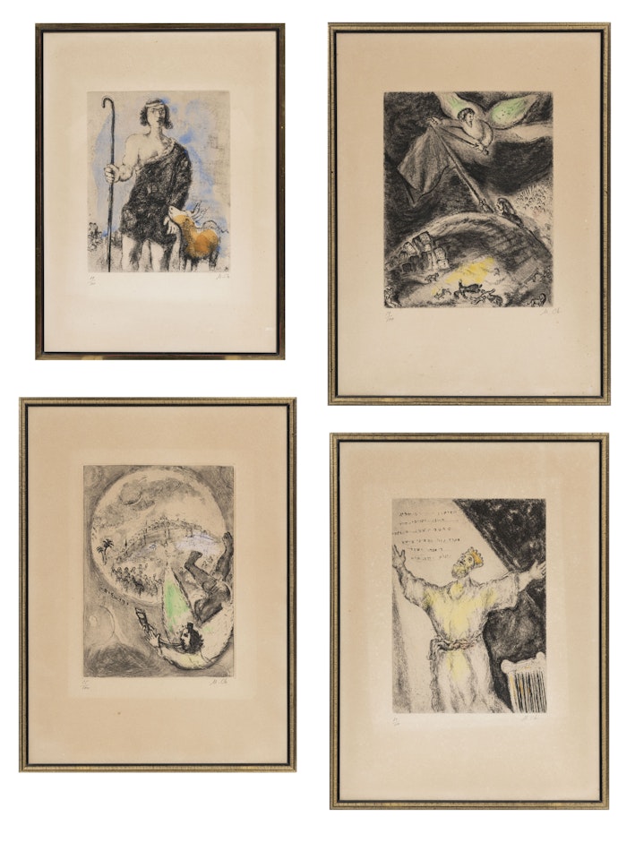 "The Bible"; “Joseph shepherd”; "David sings a hymn of glory"; “Deliverance from Jerusalem”; "Oracle of Isaiah on the ruins of Babylon" by Marc Chagall