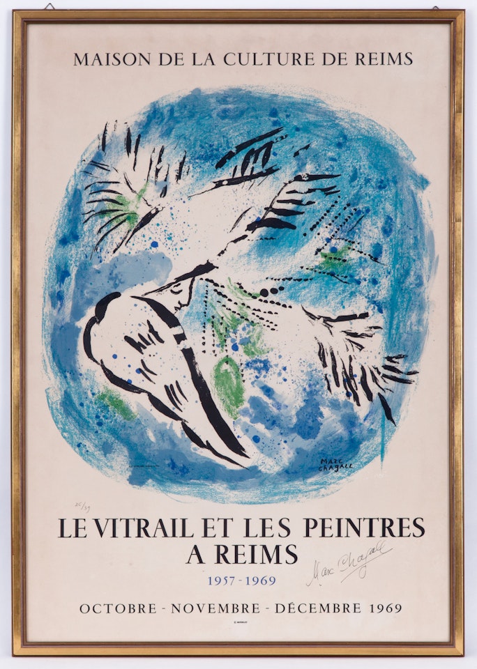 "The angel on a blue background (Stained glass and the painters in Reims)" by Marc Chagall