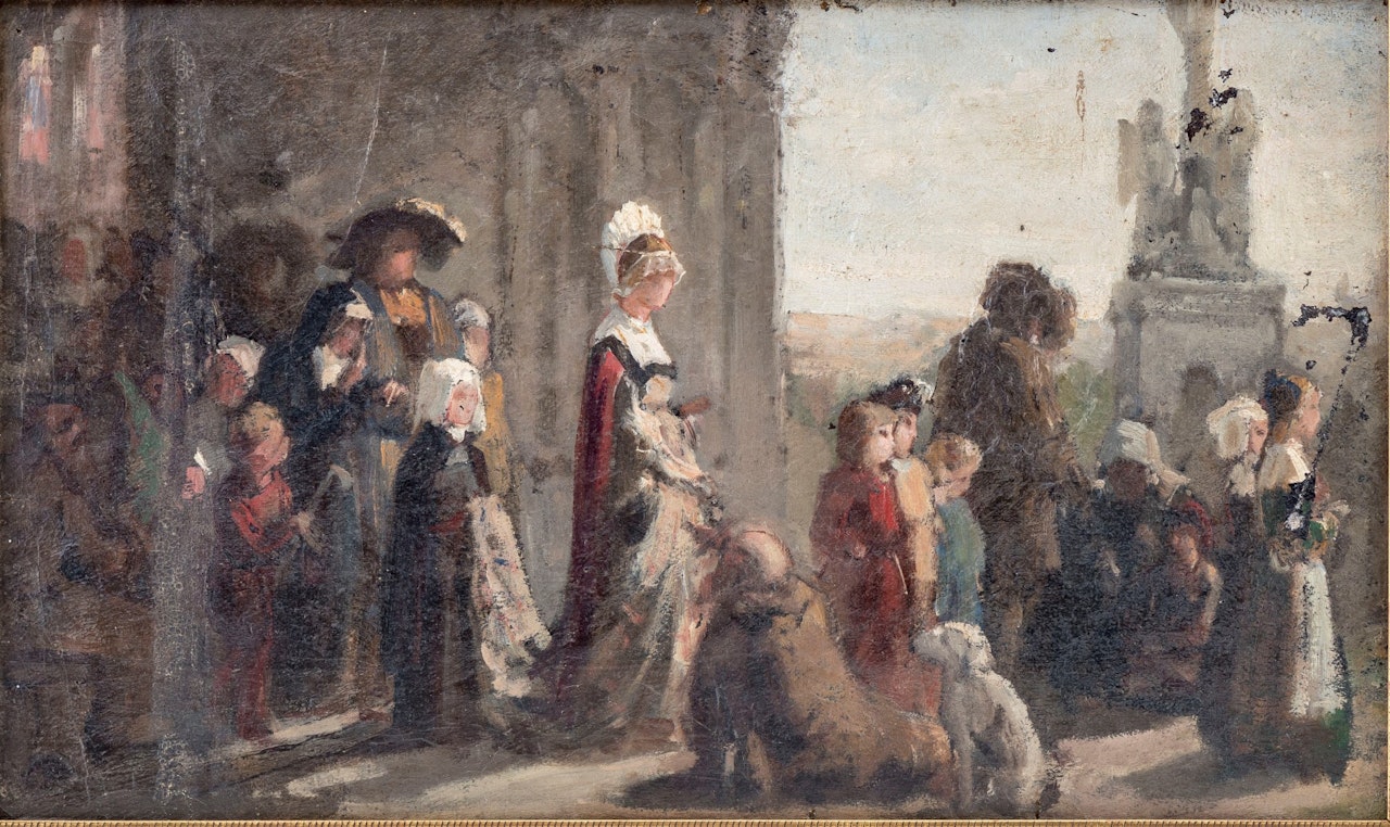 Study for " Leaving the Church" by Albert Anker