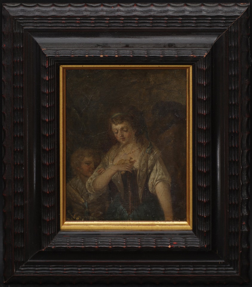 Young woman and child with bird by Jean-Baptiste Greuze