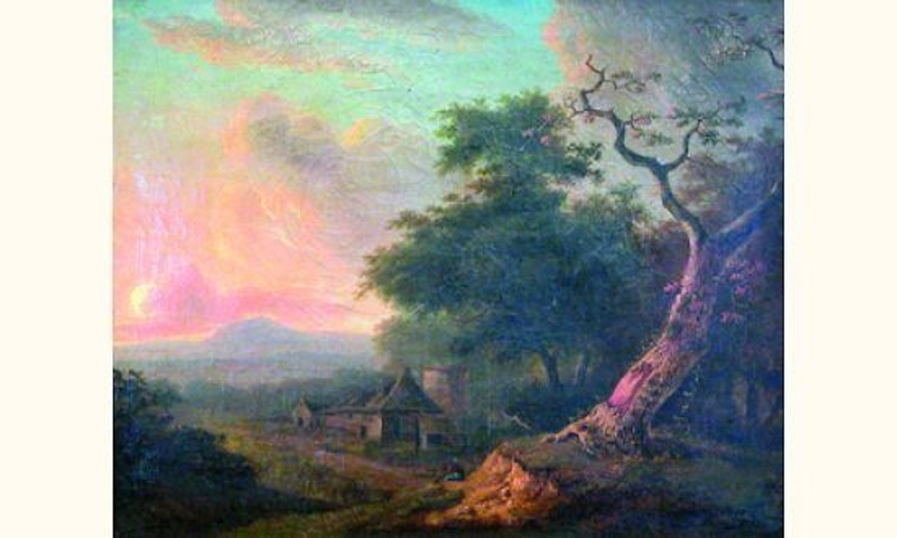 “The man with the dog near the tree” by French School