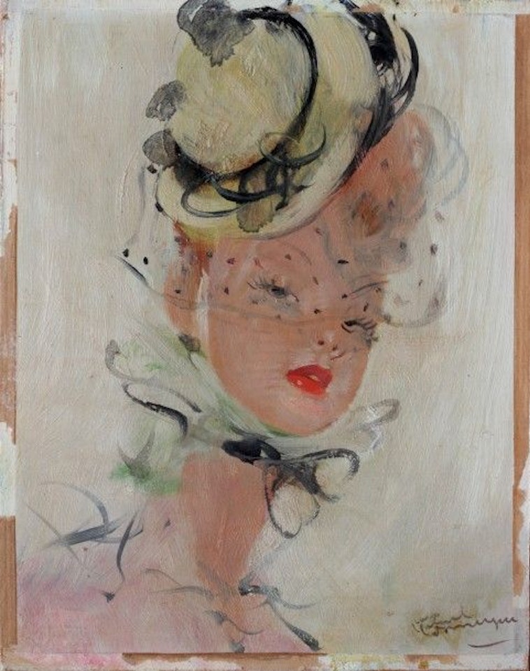 Portrait of a young woman. by Jean Gabriel Domergue