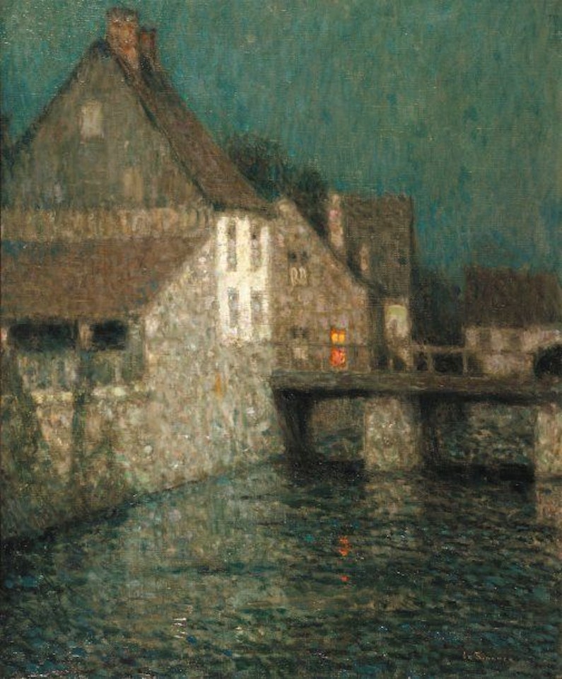 DUSK ON THE LITTLE BRIDGE IN GISORS by Henri Le Sidaner