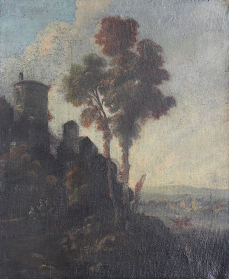 Landscape at the tower overlooking the river by French School