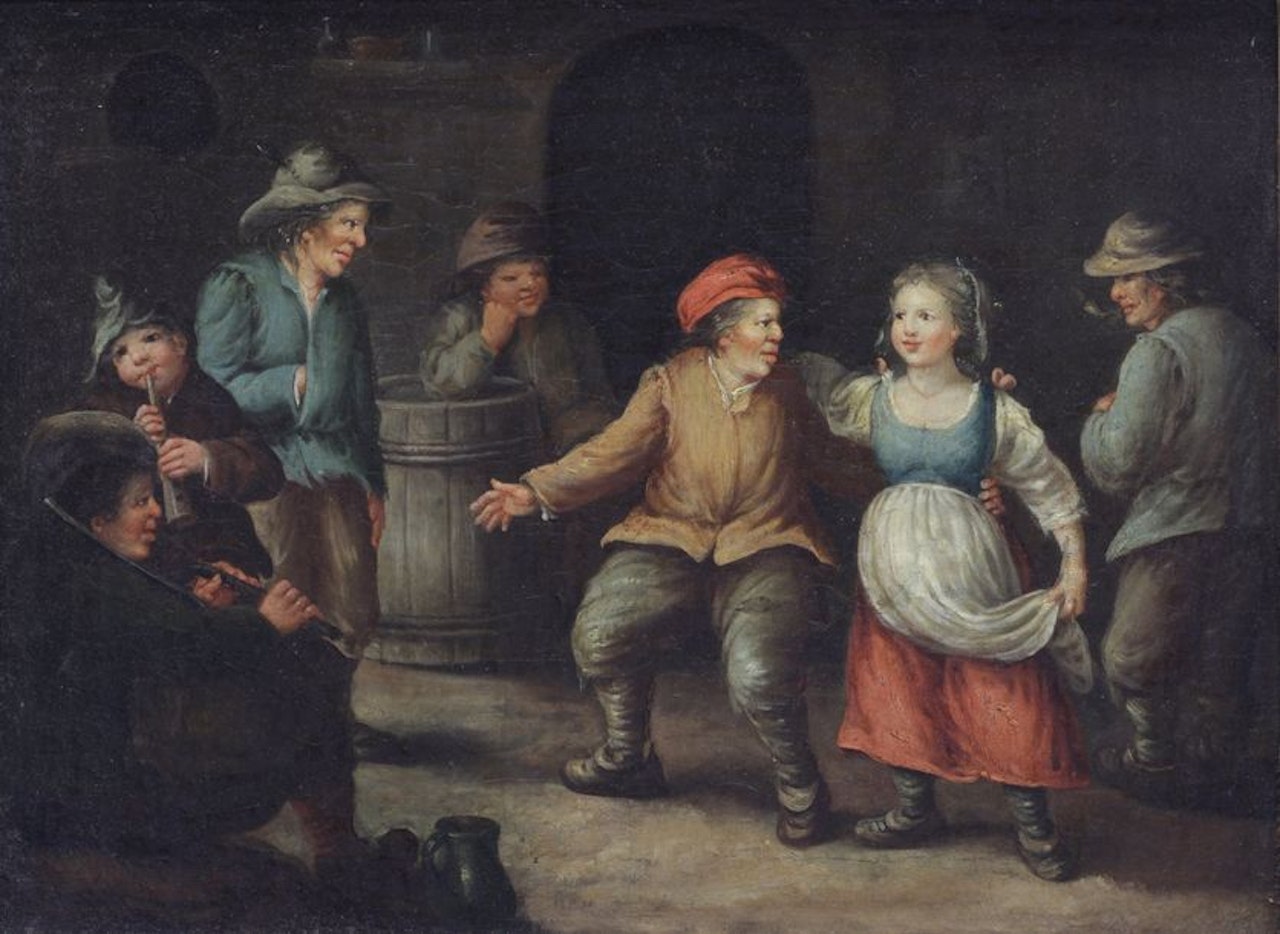 Village dance to the sound of flageolets by Flemish School