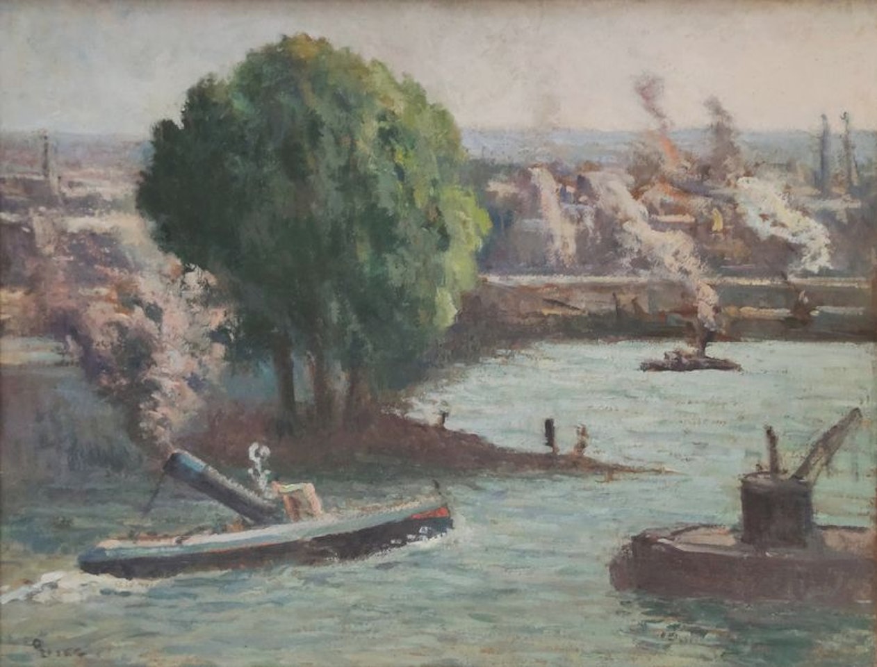 Rouen, Tugboat on the Seine by Maximilien Luce
