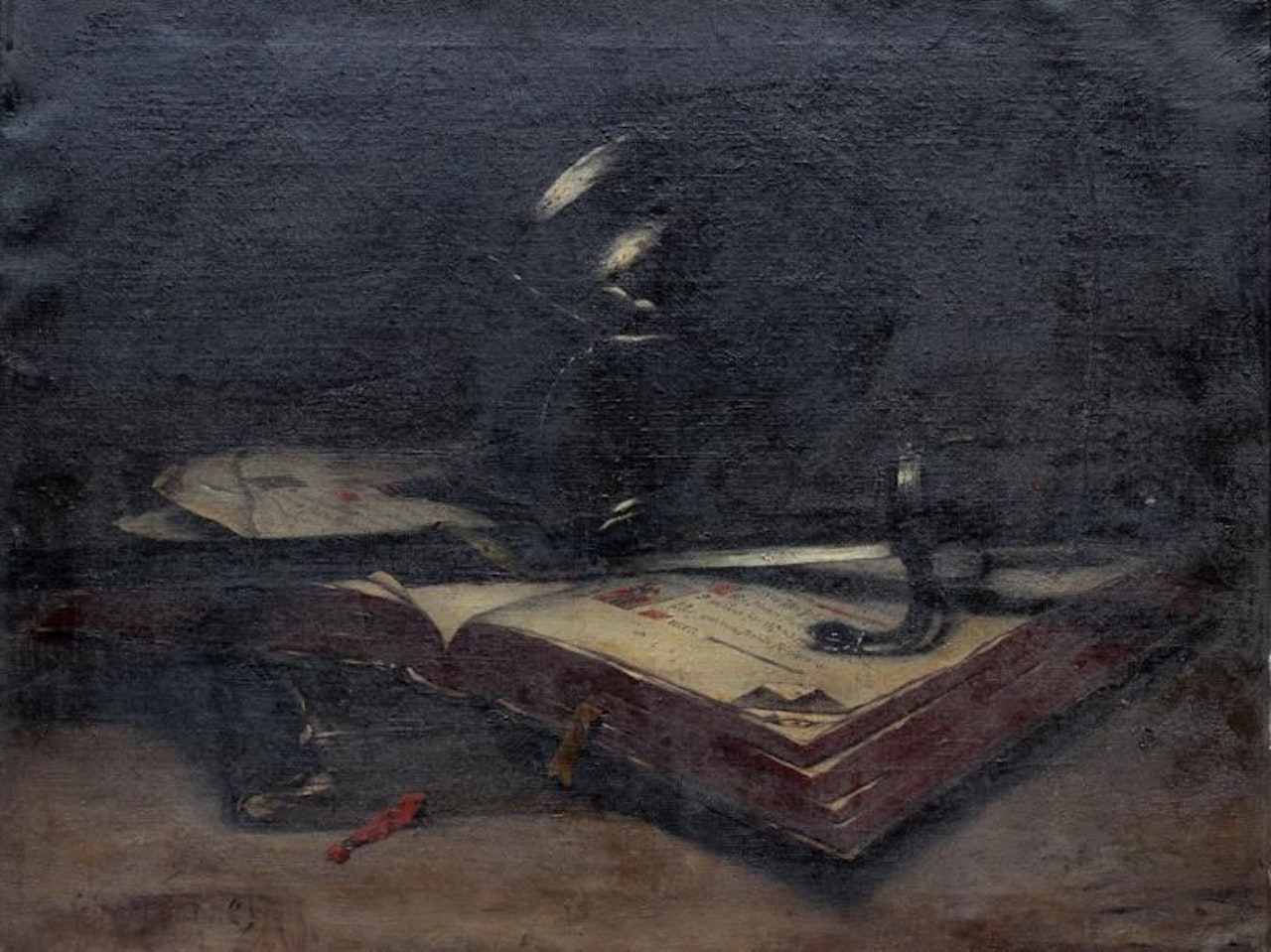 Still life with open book by French School