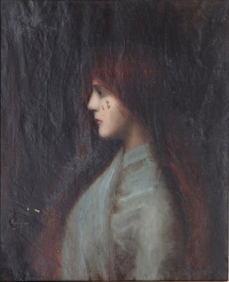 Portrait of a young woman in profile by French School