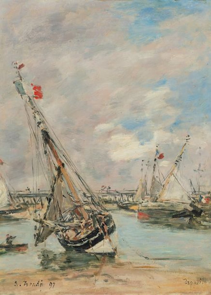 Trouville. The piers. Low tide by Eugène Boudin