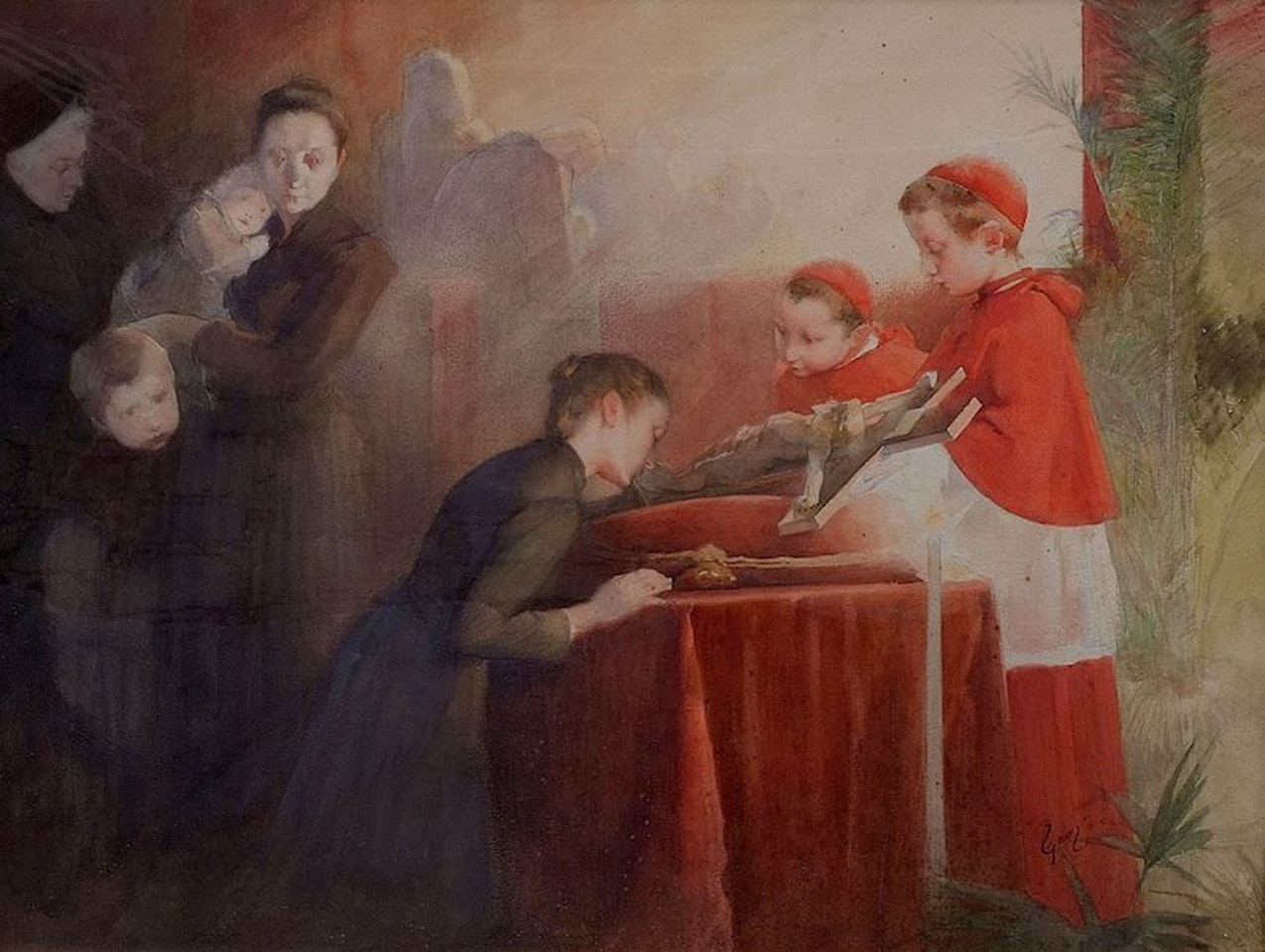 Religious scene by Henry Jules Jean Geoffroy
