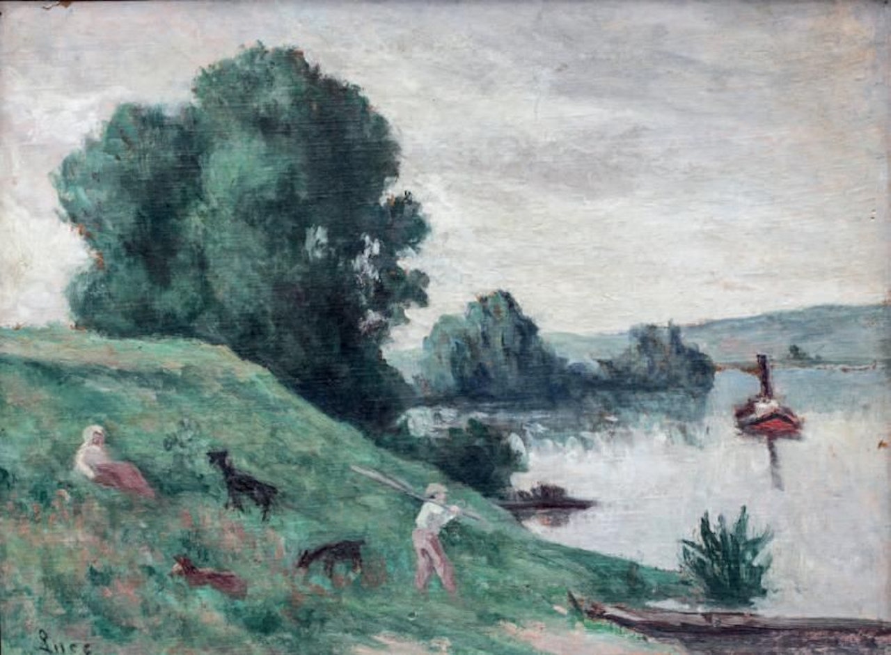Méricourt, tugboat on the Seine by Maximilien Luce