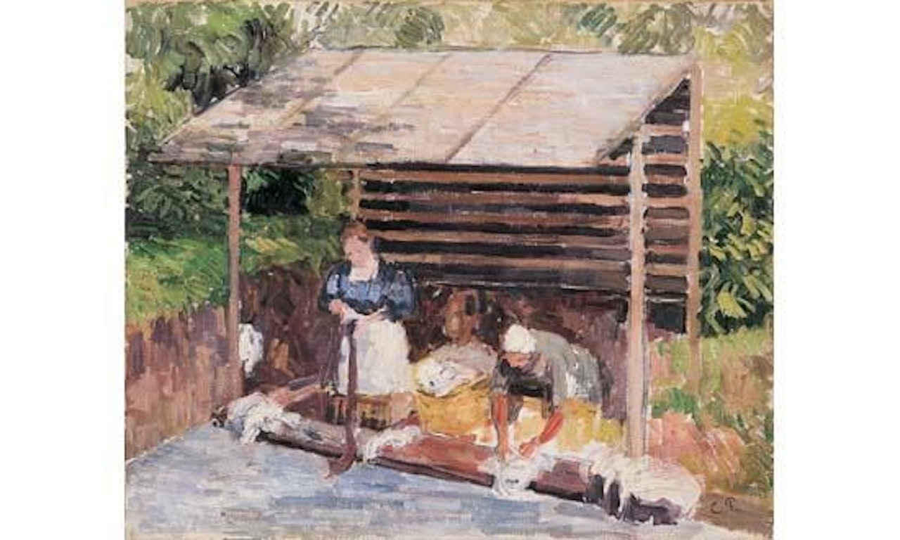 Washerwomen in Eragny by Camille Pissarro