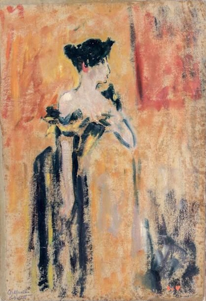Brunette with a black and yellow dress by Louis Valtat