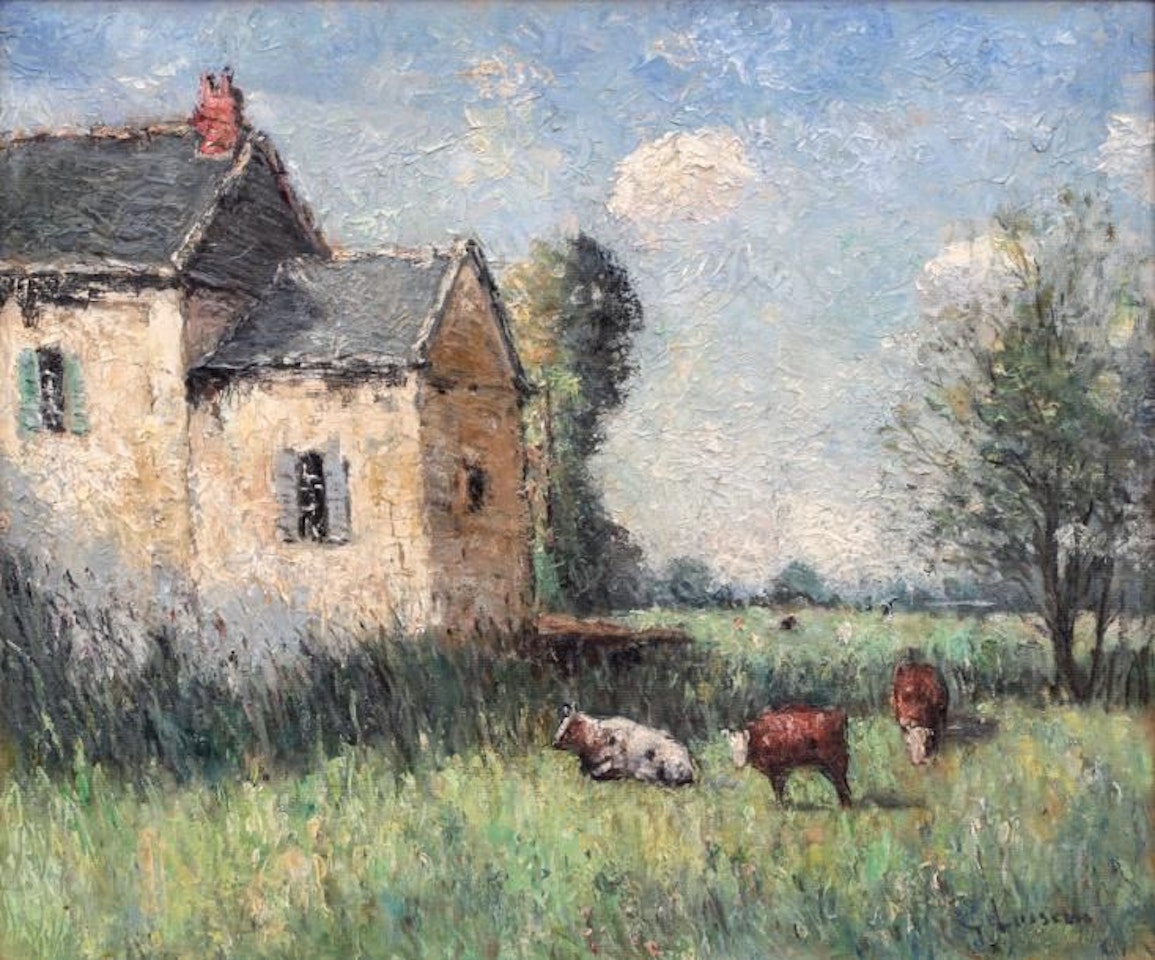 Herd near the dwelling by Gustave Loiseau