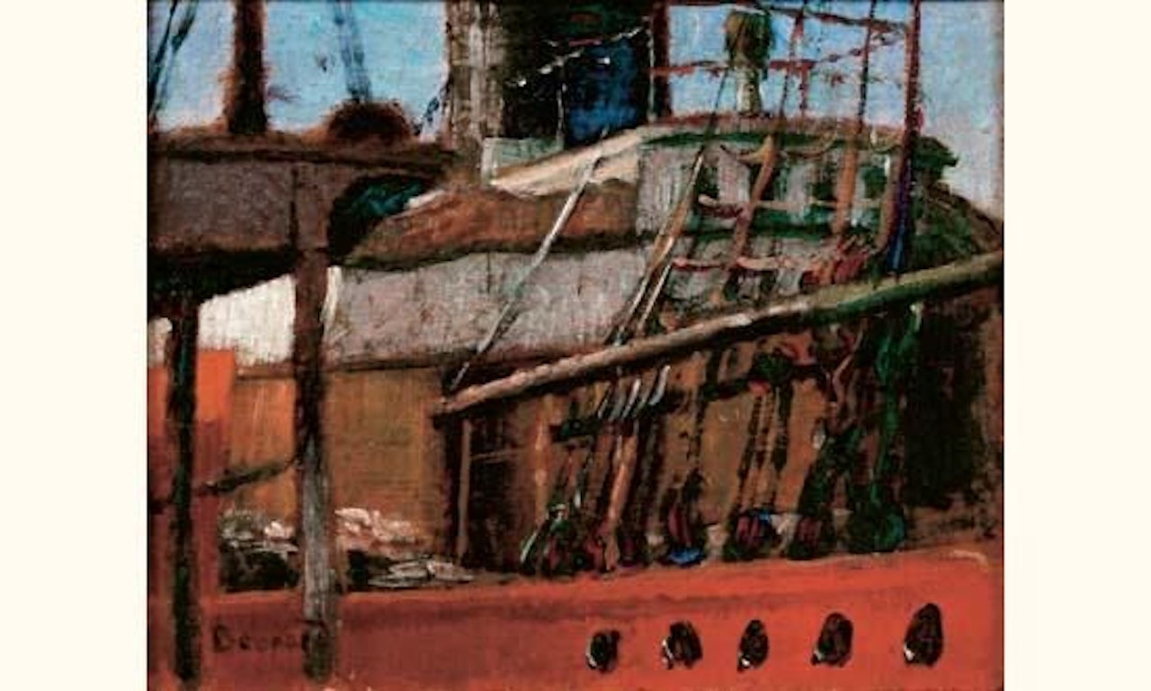 VIEW OF CORRIDOR AND CHIMNEY OF BOAT by Pierre Bonnard