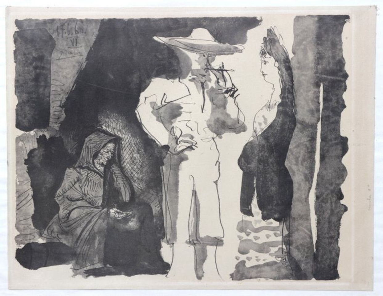 The guardian, the Arlesian, and the beggar by Pablo Picasso