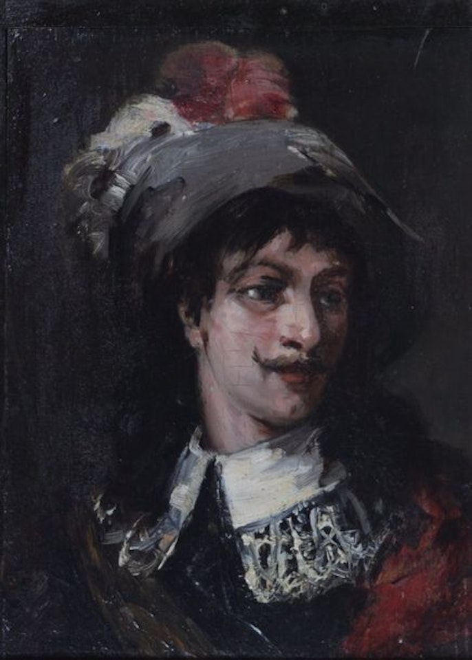 Bust portrait of a man with a hat by French School