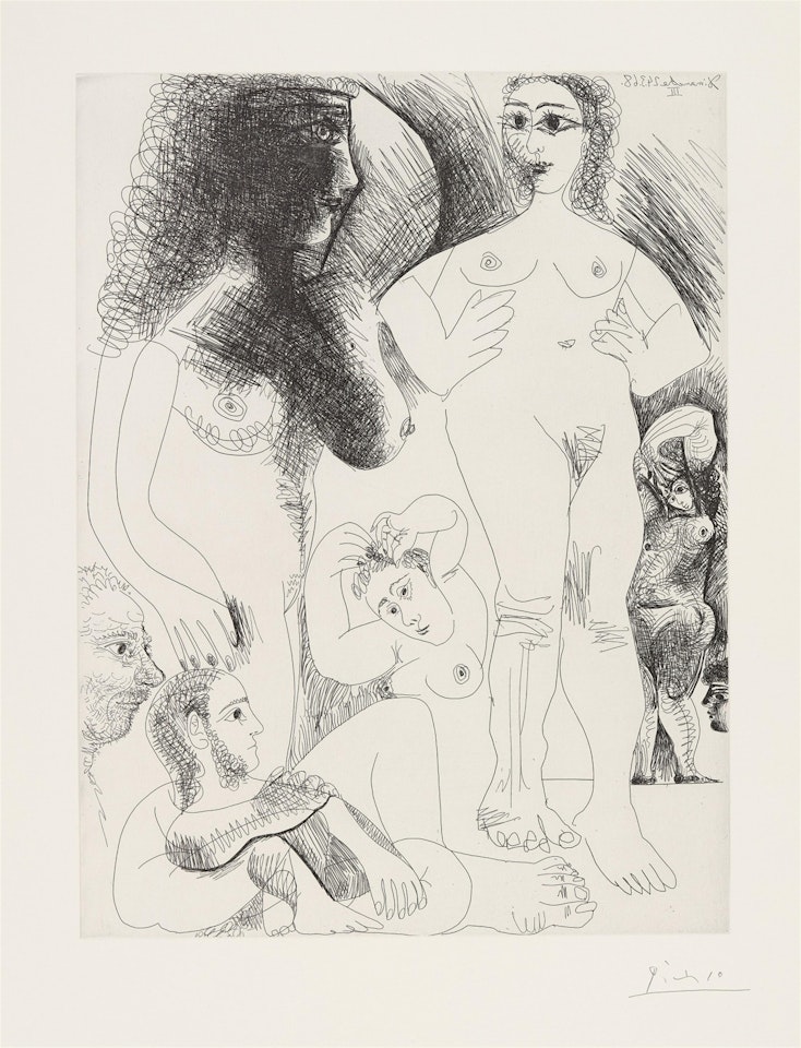 Odalisques avec deux hommes rêvant by Pablo Picasso