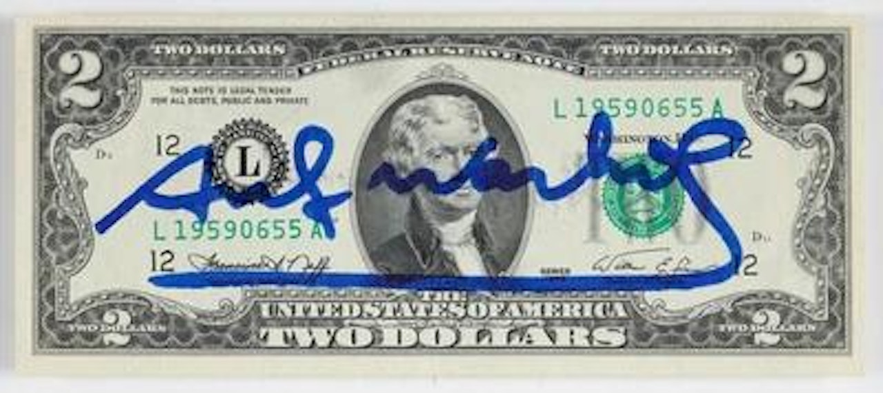 Two Dollars (Declaration of Independence - Thomas Jefferson) by Andy Warhol