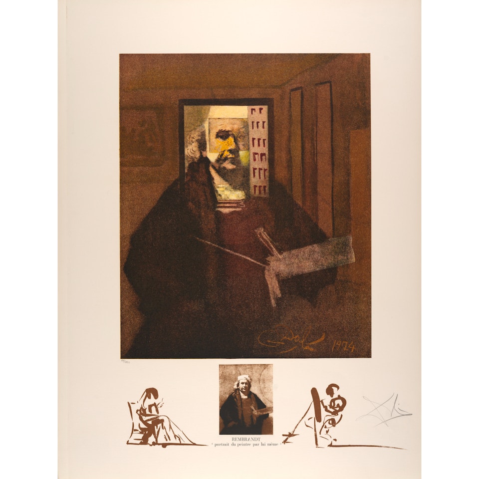 Rembrandt "Portrait du peintre par lui-meme," from Changes in Great Masterpieces (Field 74-2-E) by Salvador Dali
