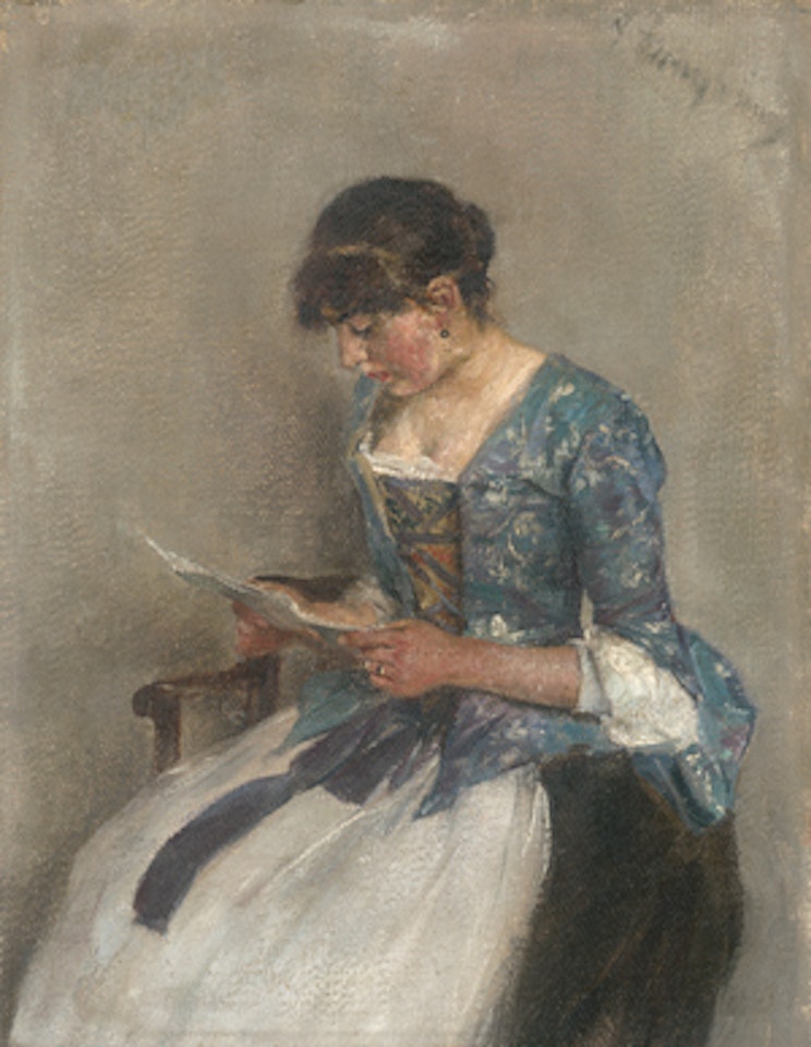 Girl reading by German School